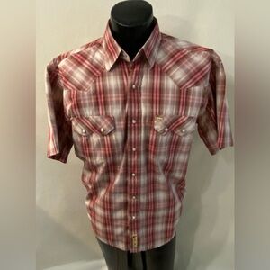 Larry Mahan Shirt Men's Large Cowboy Collection Pearl Snap Short Sleeve Western